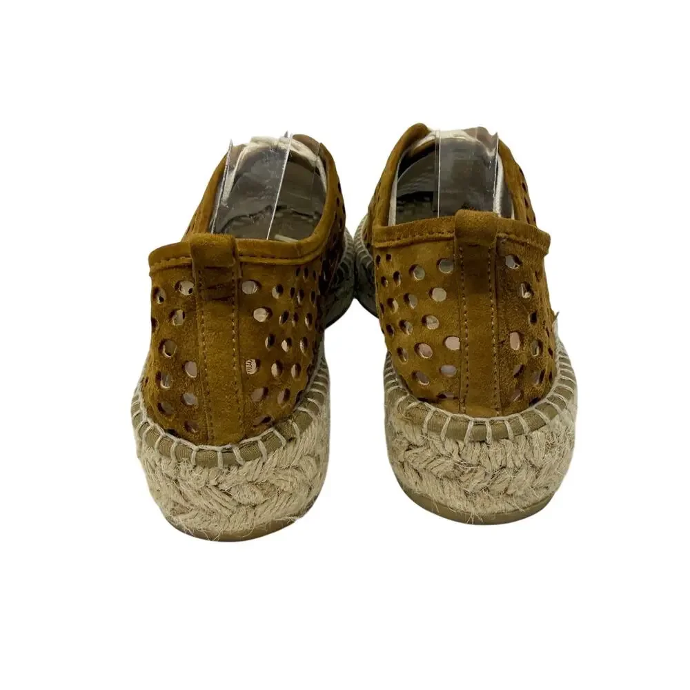 Loeffler Randall Tan Perforated Suede Espadrille Sneakers Women's EU 38/US 7.5